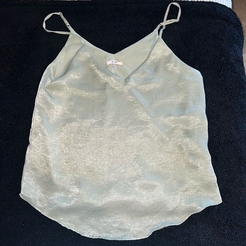 Altar’d State Silk Tank Top, Adjustable Straps, Lining, Size Medium, Sage Green